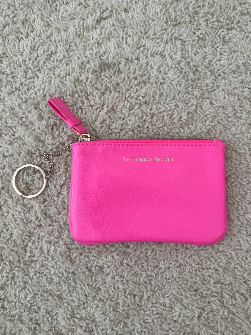 Victoria's Secret Hot Pink Zip Card Holder with Keyring